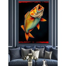 Zıplayan Turuncu Balık Dekoratif Kanvas - Mdf Ahşap Tablo