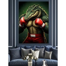 Boksör Timsah Dekoratif Kanvas - Mdf Ahşap Tablo