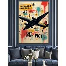 Uçuşa Hazır Retro Uçak Dekoratif Kanvas - Mdf Ahşap Tablo