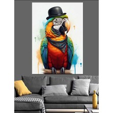 Renkli Tüyler ve Papağan Dekoratif Kanvas - Mdf Ahşap Tablo