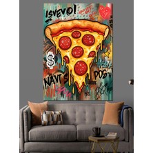 Renkli ve Sanatsal Pizza Dekoratif Kanvas - Mdf Ahşap Tablo