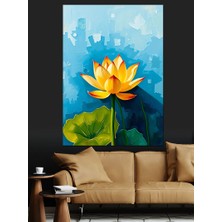 Sarı Lotus Çiçeği Dekoratif Kanvas - Mdf Ahşap Tablo