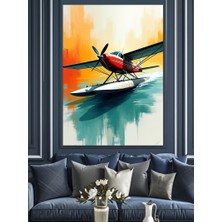 Suda Uçak Macerası Dekoratif Kanvas - Mdf Ahşap Tablo