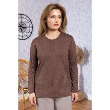 Kadın Yeni Model Yüksek Kalite Yuvarlak Yaka Patlı Orta Yaş Anne Penye Bluz 6575