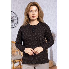 Kadın Yeni Model Yüksek Kalite Yuvarlak Yaka Patlı Orta Yaş Anne Penye Bluz 6575