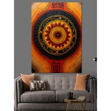 Mandala Desenli Çark Dekoratif Kanvas - Mdf Ahşap Tablo