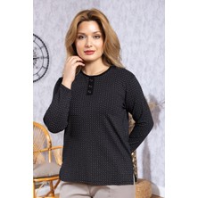 Kadın Yeni Model Yüksek Kalite Yuvarlak Yaka Patlı Orta Yaş Anne Penye Bluz 6575