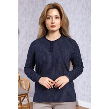 Kadın Yeni Model Yüksek Kalite Yuvarlak Yaka Patlı Orta Yaş Anne Penye Bluz 6575