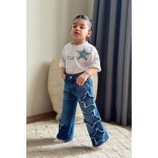 Miniğimin Cicileri Yıldız Desenli Kotlu Kız Çocuk 2 Li takım - Mavi