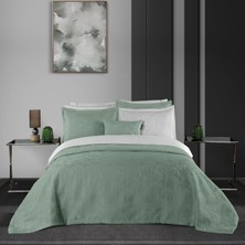 Sarev Fabrizia Yeşil Çift Kişilik  Pamuk Saten Nevresim Takımı ve Yatak Örtüsü Seti