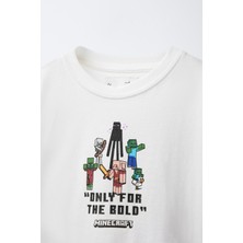 Erkek Çocuk  Minecraft Baskılı Yazılı T-Shirt