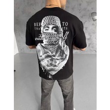 Lushio Wear  Baskılı Oversize T-Shirt - Siyah