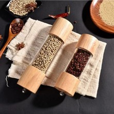 2 Adet Bambu Tuz, Karabiber, Baharat Değirmeni, Tuz Öğütücü Değirmeni Orta Boy
