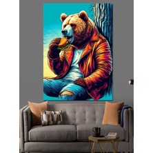 Hamburger Ayısı Dekoratif Kanvas - Mdf Ahşap Tablo