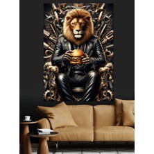 Taht Aslanı Dekoratif Kanvas - Mdf Ahşap Tablo