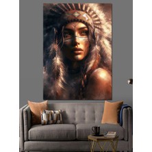 Kızılderili Kadın Dekoratif Kanvas - Mdf Ahşap Tablo