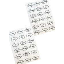 Tanex 36 Farklı Şeffaf Baharat Etiket Seti 2x4 cm