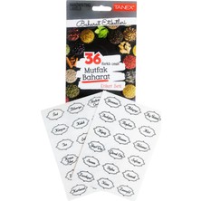 Tanex 36 Farklı Şeffaf Baharat Etiket Seti 2x4 cm
