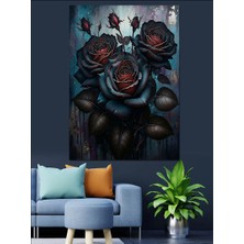 Karanlık Çiçekler Dekoratif Kanvas - Mdf Ahşap Tablo