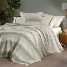 Sarev Petal Yeşil Tek Kişilik   Pamuk Yatak Örtüsü 180*220  cm