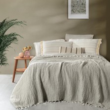 Sarev Naya Bej Tek Kişilik  Pamuk Yatak Örtüsü 180 x 220  cm