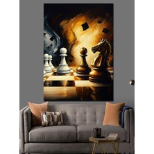 Satranç Düellosu Dekoratif Kanvas - Mdf Ahşap Tablo