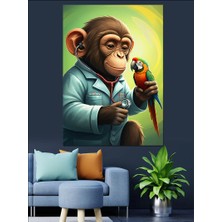 Veteriner Maymun Dekoratif Kanvas - Mdf Ahşap Tablo