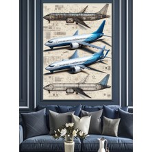 Uçak Tasarım Çizimleri Dekoratif Kanvas - Mdf Ahşap Tablo