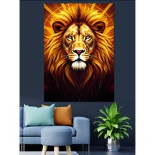 Asil Kralın Bakışı  Aslan Burcu Dekoratif Kanvas - Mdf Ahşap Tablo