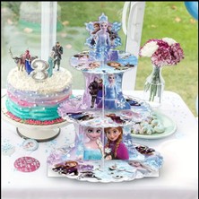 Frozen Elsa 3 Katlı Cupcake ve Pasta Standı - Doğum Günü Sunum Standı