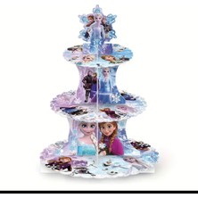 Frozen Elsa 3 Katlı Cupcake ve Pasta Standı - Doğum Günü Sunum Standı