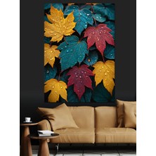 Renkli Sonbahar Yaprakları Dekoratif Kanvas - Mdf Ahşap Tablo