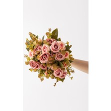 Yapay Gül Demeti 30  cm  6 Dal Açık Pembe