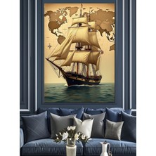 Tarihi Yelkenli Gemi Dekoratif Kanvas - Mdf Ahşap Tablo