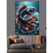 Renkli Balık Dekoratif Kanvas - Mdf Ahşap Tablo
