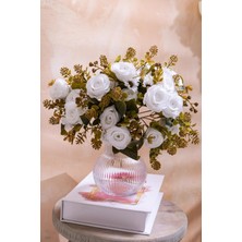 Yapay Gül Demeti 30  cm  6 Dal Beyaz