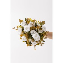 Yapay Gül Demeti 30  cm  6 Dal Beyaz