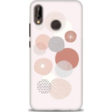 gmotp Huawei P20 Lite Kılıf Hd Baskılı - Pembe Daireler