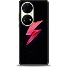gmotp Huawei P50 Pro Kılıf Hd Baskılı - Pembe Şimşek