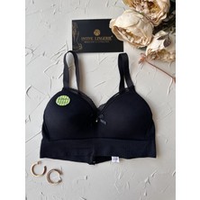 Celine C Cup Bambu Hisli Ultra Rahat Polamid Kumaştan Dokulu Dantel Detaylı Balensiz Desteksiz Sütyen