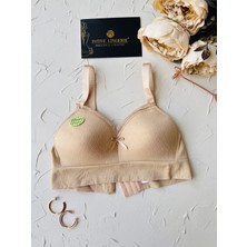 Celine C Cup Bambu Hisli Ultra Rahat Polamid Kumaştan Dokulu Dantel Detaylı Balensiz Desteksiz Sütyen