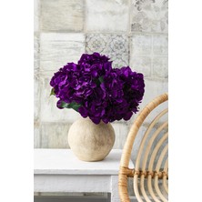 Yapay Ortanca Çiçeği Mor 45  cm  7 Dal