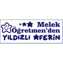 Öğretmen Kaşesi - Yıldızlı Aferin, 912 (51*19 mm) Mavi Keçeli Otomatik Kaşe