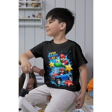 Texclusive Süper Mario Tshirt Çocuk Tişört Cars 14 Siyah