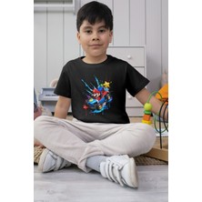 Texclusive Süper Mario Tshirt Çocuk Tişört Cars 1 Siyah