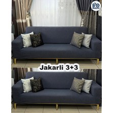 Baqdo Jakarlı 3+3 Koltuk Örtüsü Kaliteli, Lastikli, Esnek, Streç, Çekyat, Kanepe Kılıfı Yıkanabilir 3.3
