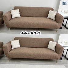 BAQDO Jakarlı 3 + 3 Koltuk Örtüsü Kaliteli, Lastikli, Esnek, Streç, Çekyat, Kanepe Kılıfı Yıkanabilir 33
