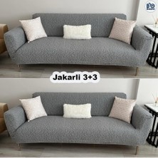 BAQDO Jakarlı 3 + 3 Koltuk Örtüsü Kaliteli, Lastikli, Esnek, Streç, Çekyat, Kanepe Kılıfı Yıkanabilir 33