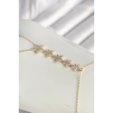 Pirinç Gold Renk Zirkon Taşlı Yıldız Model Kadın Şahmeran