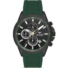 Ferro Yeşil Silikon Kordon Erkek Kol Saati FM31359D-ZJ2 Fonksiyonları Aktif 3 ATM Su Geçirmez